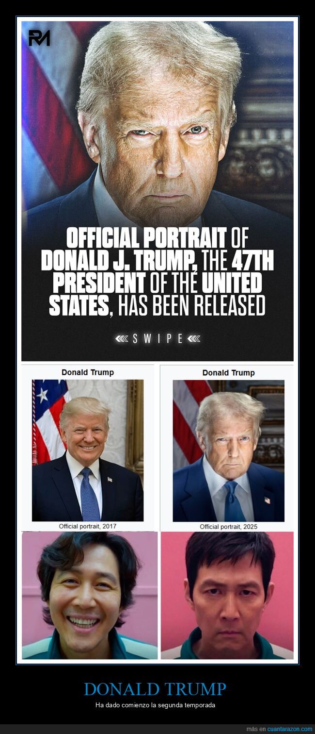 donald trump,el juego del calamar,parecidos,políticos,retrato